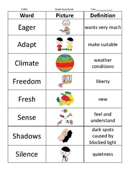 Preview of 2nd Grade Vocabulary Study Guides (Wonders)