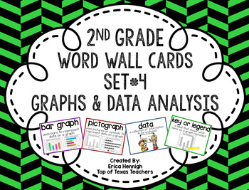 Preview of 2nd Grade Vocabulary Word Wall Cards Set 4: Graphs & Data Analysis TEKS