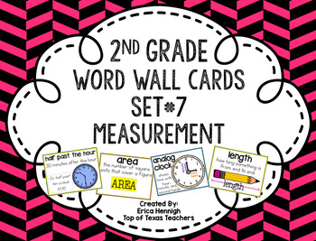 Preview of 2nd Grade Vocabulary Word Wall Cards Set 7: Measurement TEKS