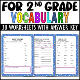 2nd Grade Vocabulary Word Work: Back to School Activity Wo