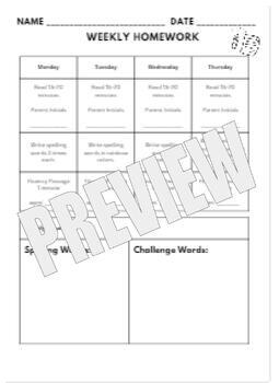 Preview of 2nd Grade Weekly Homework Bundle Week 1-6