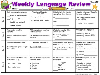 science worksheets vocabulary grade 5th by Review Grade Language 2nd TpT   Weekly Joanne Warner