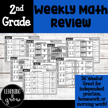 Preview of 2nd Grade Weekly Math Practice: Homework, Morning Work, or Individual Practice