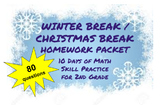 2nd Grade Winter Break / Christmas Homework Packet, 10 day