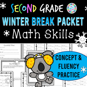 Preview of 2nd Grade Winter Break Math Packet | Christmas Break | Holiday Break | Snow Day