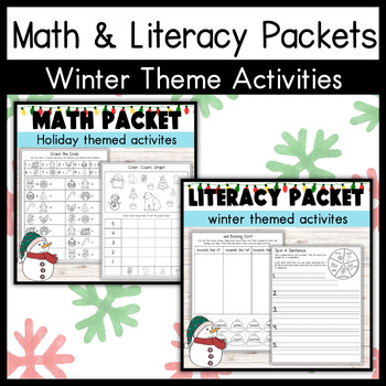 Preview of 2nd Grade January Winter Activities Packet l Math Literacy Reading Phonics