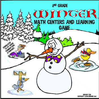 Preview of 2nd Grade Winter Math Centers and Learning Game