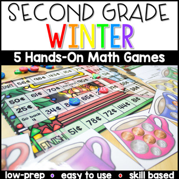Preview of 2nd Grade Winter Math Games and Center Activities - Christmas, Snowman