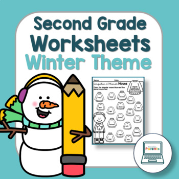 Preview of 2nd Grade Winter Worksheets - No Prep Snowman Literacy Math Packet