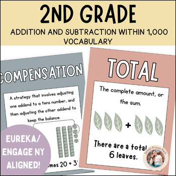 Preview of 2nd Grade + / - Within 1,000 Vocabulary | Eureka/EngageNY Aligned | Earthy Boho