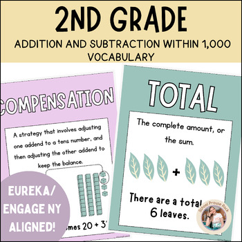 Preview of 2nd Grade + / - Within 1,000 Vocabulary | Eureka/EngageNY Aligned |Gentle Garden
