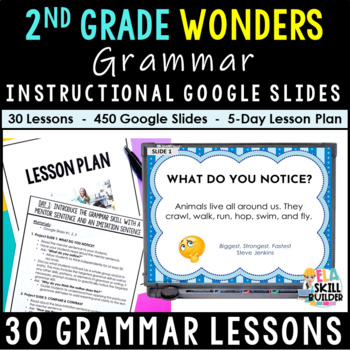 Preview of 2nd Grade Wonders 2020 & 2023 | Grammar Google Slides with Mentor Sentences
