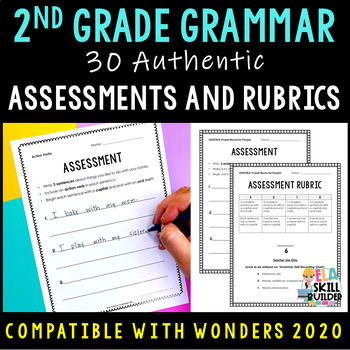 Preview of 2nd Grade Wonders 2023, 2020 - 30 Authentic Grammar Assessments & Rubrics