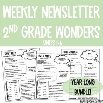 Preview of 2nd Grade Wonders Weekly Unit Newsletter - Year Long Resource