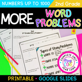 2nd Grade Word Problems to 100 & 1000 Practice Worksheets 