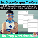 2nd Grade Word Problems Involving Length Worksheets ( 2.MD