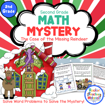 Preview of 2nd Grade Word Problems - Math Mystery-Case of the Missing Reindeer