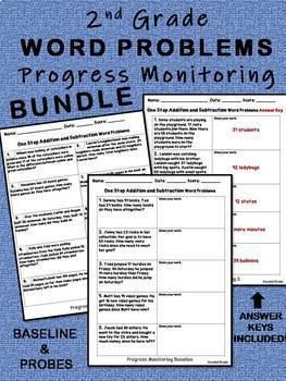 Preview of 2nd Grade Word Problems Progress Monitoring BUNDLE