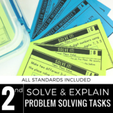 2nd Grade Word Problems | Task Cards | Math Review Packet