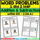 2nd Grade Word Problems: Worksheets, Task Card, Exit Ticke