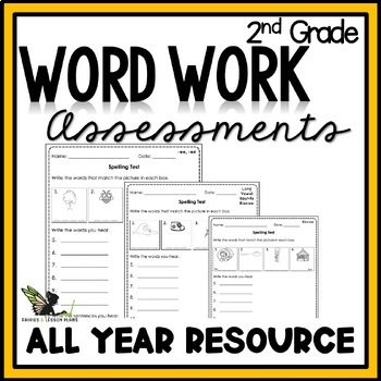 Preview of 2nd Grade Word Work Assessments - Spelling Tests for Second Graders