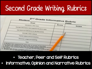 Second Grade Writing Rubrics by Little Teachers that Could | TpT