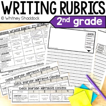 Preview of Student Friendly 2nd Grade Writing Rubrics for Informative, Narrative & Opinion