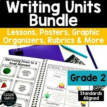 Preview of 2nd Grade Writing Units BUNDLE Personal Fictional Opinion Informational