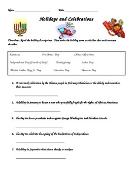 Preview of 2nd Grade social Studies Holidays and Celebrations