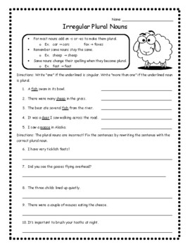 irregular plural nouns worksheet irregular plurals worksheet plural nouns