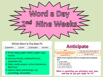 Preview of WORD A DAY 2nd Nine Weeks Vocabulary Grammar Spelling