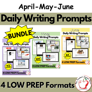 Preview of Daily Writing Prompts for April, May & June - Task Cards - Morning Work