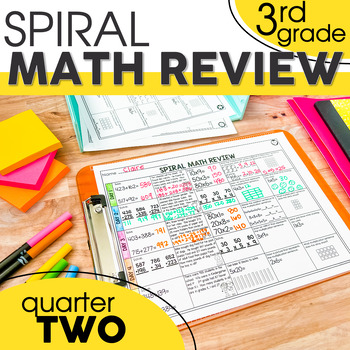 Preview of 3rd Grade Spiral Math Review | 3rd Grade Morning Work | 2nd Quarter Only