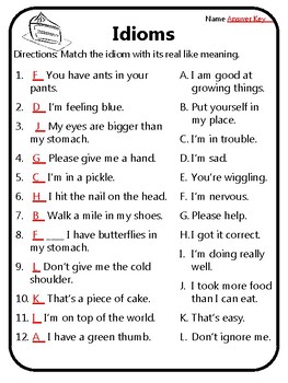 Idioms Worksheets Idioms Practice Meaning of Idioms What Idioms Mean 1