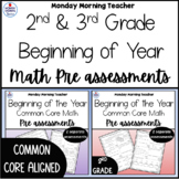 2nd and 3rd Grade Beginning of Year Common Core Math Pre-A