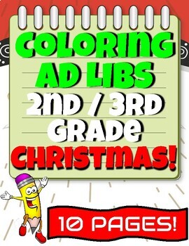 Preview of 2nd and 3rd Grade Coloring Ad Libs Worksheets for Writing CHRISTMAS
