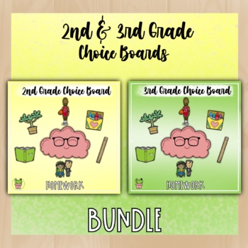 Preview of 2nd and 3rd Grade Combo Homework Choice Boards BUNDLE