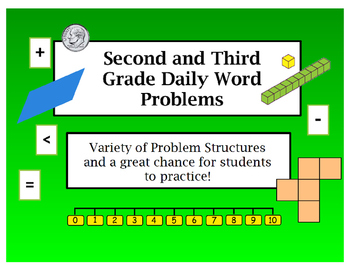 Preview of 2nd and 3rd Grade Daily Word Problems Flip Chart for ActivInspire