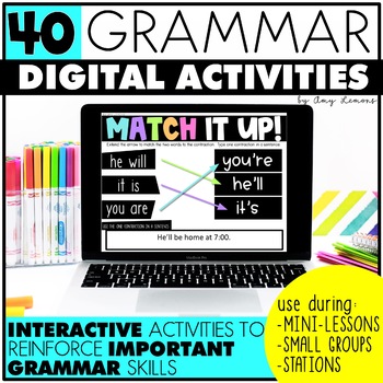 Preview of Grammar Slides BUNDLE for Parts of Speech, Editing Sentences Digital Activities