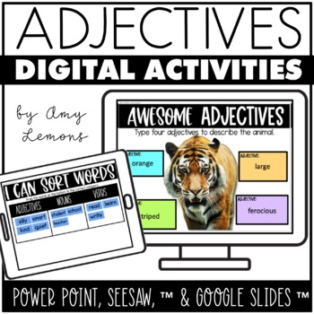 Preview of Adjective Grammar Slides for Parts of Speech with Describing Words Activities