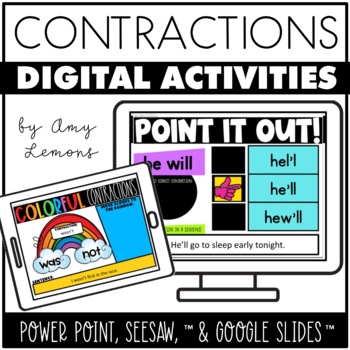 Preview of Contraction Grammar Slides- Making & Using Contractions in Sentences Activities