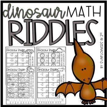 Preview of 2nd and 3rd Grade Dinosaur Math Riddles