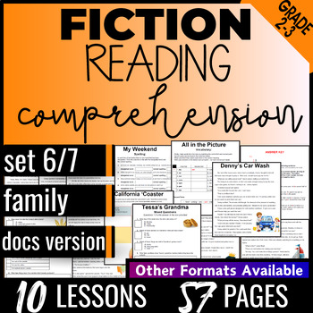 Preview of 2nd and 3rd Grade Family Fiction Reading Comprehension Passages Digital Resource