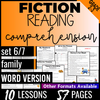 Preview of 2nd and 3rd Grade Family Fiction Reading Passages and Questions Word Document