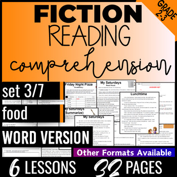 Preview of 2nd and 3rd Grade Food Fiction Reading Comprehension Passages Word Document