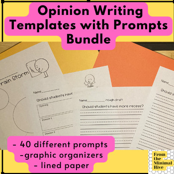 Preview of YEAR LONG 2nd and 3rd Grade Opinion Writing Prompts BUNDLE