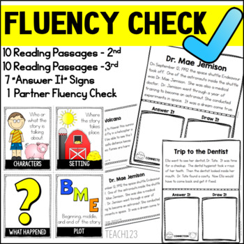 Preview of Fluency Passages Reading Comprehension Third Second Grade
