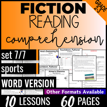 Preview of 2nd 3rd Grade Sports Fiction Reading Passages and Questions Word