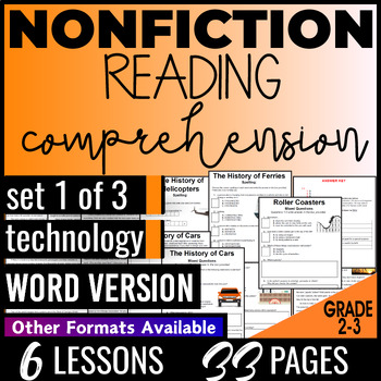 Preview of Technology NonFiction Reading Passages and Questions 2nd 3rd Grade Word |Set 1
