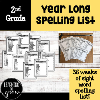 2nd Grade Weekly Spelling Lists by Learning to Grow - Bethany Lewis